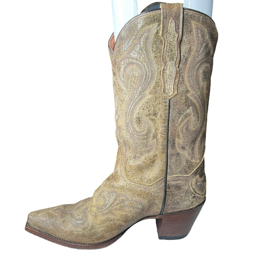 Dan Post Women’s El Paso Brown Distressed Embossed Cowgirl Boots Size US 7 M - Picture 2 of 10